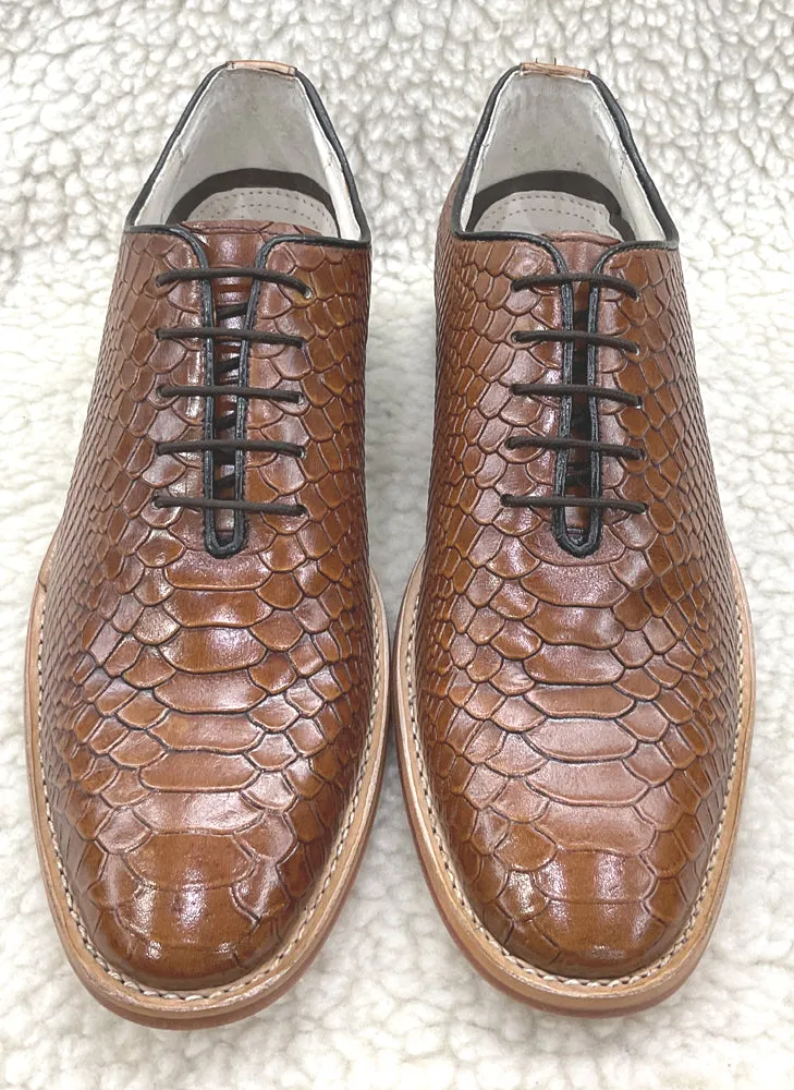 Cobra Embossed Tan leather Derby