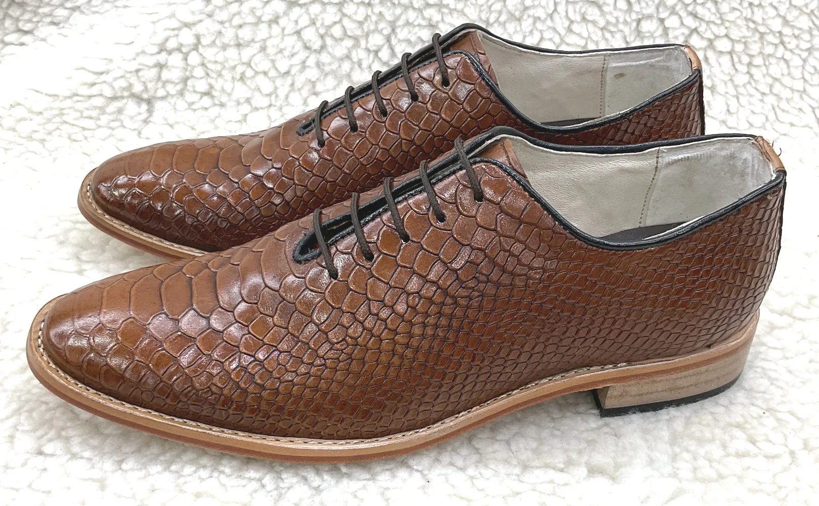 Cobra Embossed Tan leather Derby