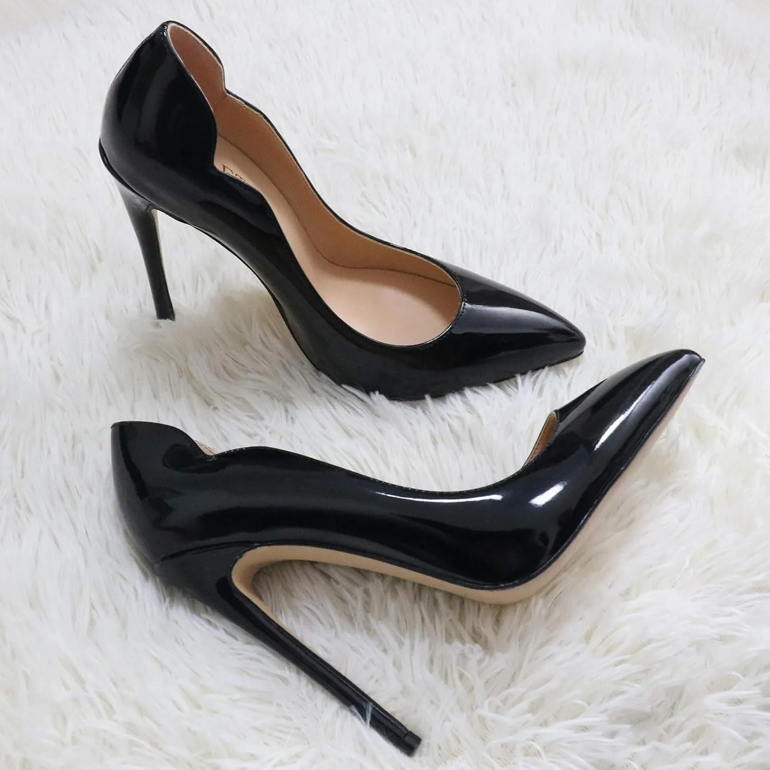 COLETER Women's Sexy Pointed Toe High Heels,4.72 inch/12cm Patent Leather Pumps,Wedding Dress Shoes,Cute Evening Stilettos