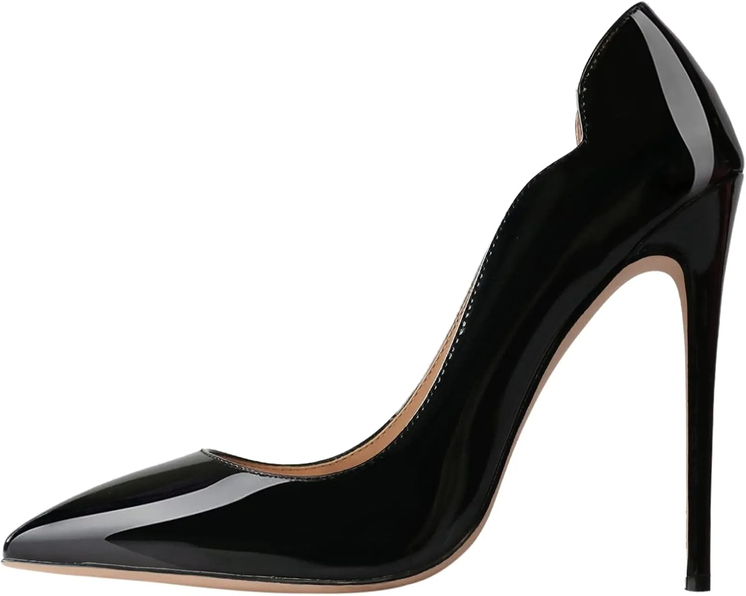 COLETER Women's Sexy Pointed Toe High Heels,4.72 inch/12cm Patent Leather Pumps,Wedding Dress Shoes,Cute Evening Stilettos