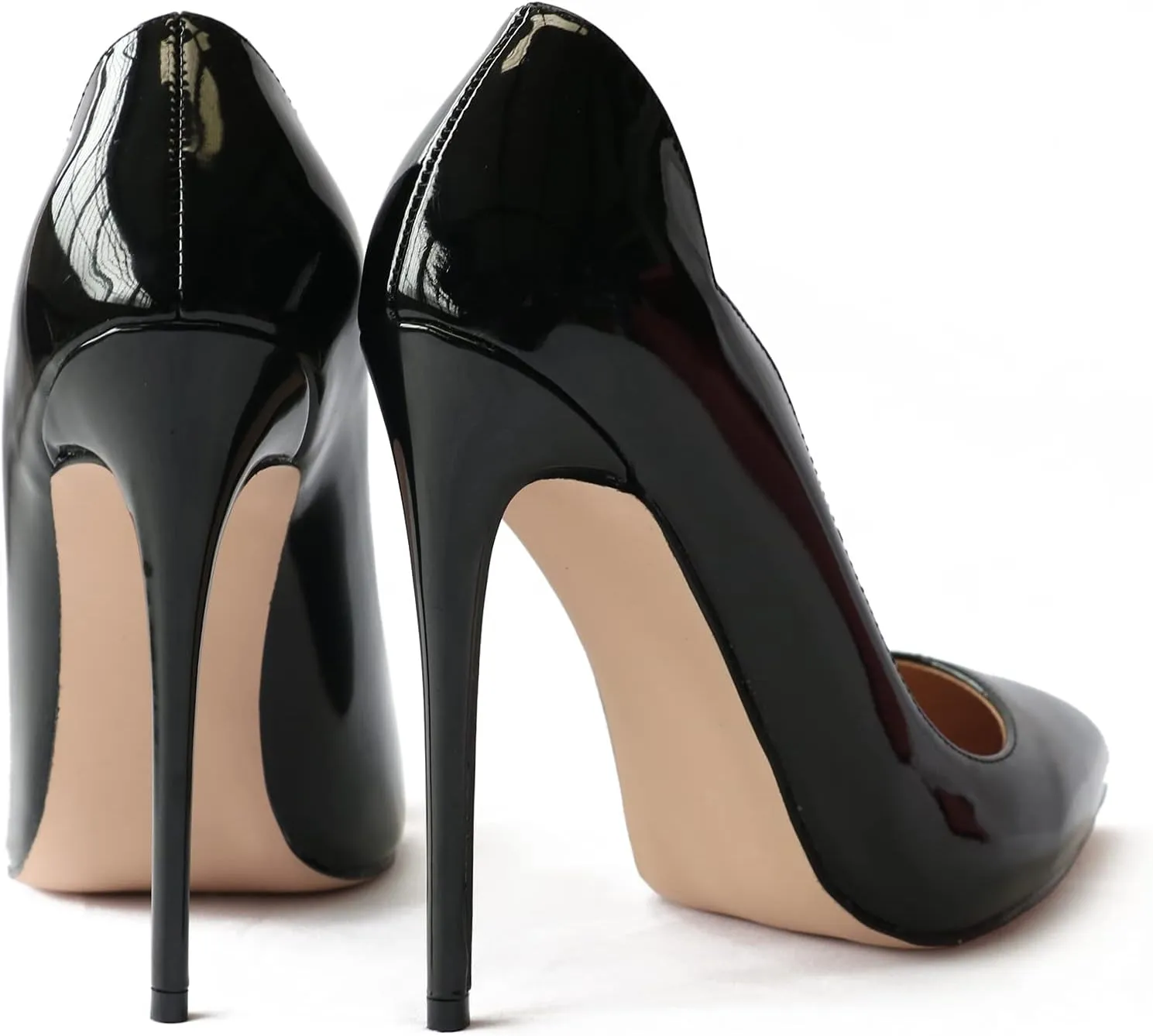 COLETER Women's Sexy Pointed Toe High Heels,4.72 inch/12cm Patent Leather Pumps,Wedding Dress Shoes,Cute Evening Stilettos