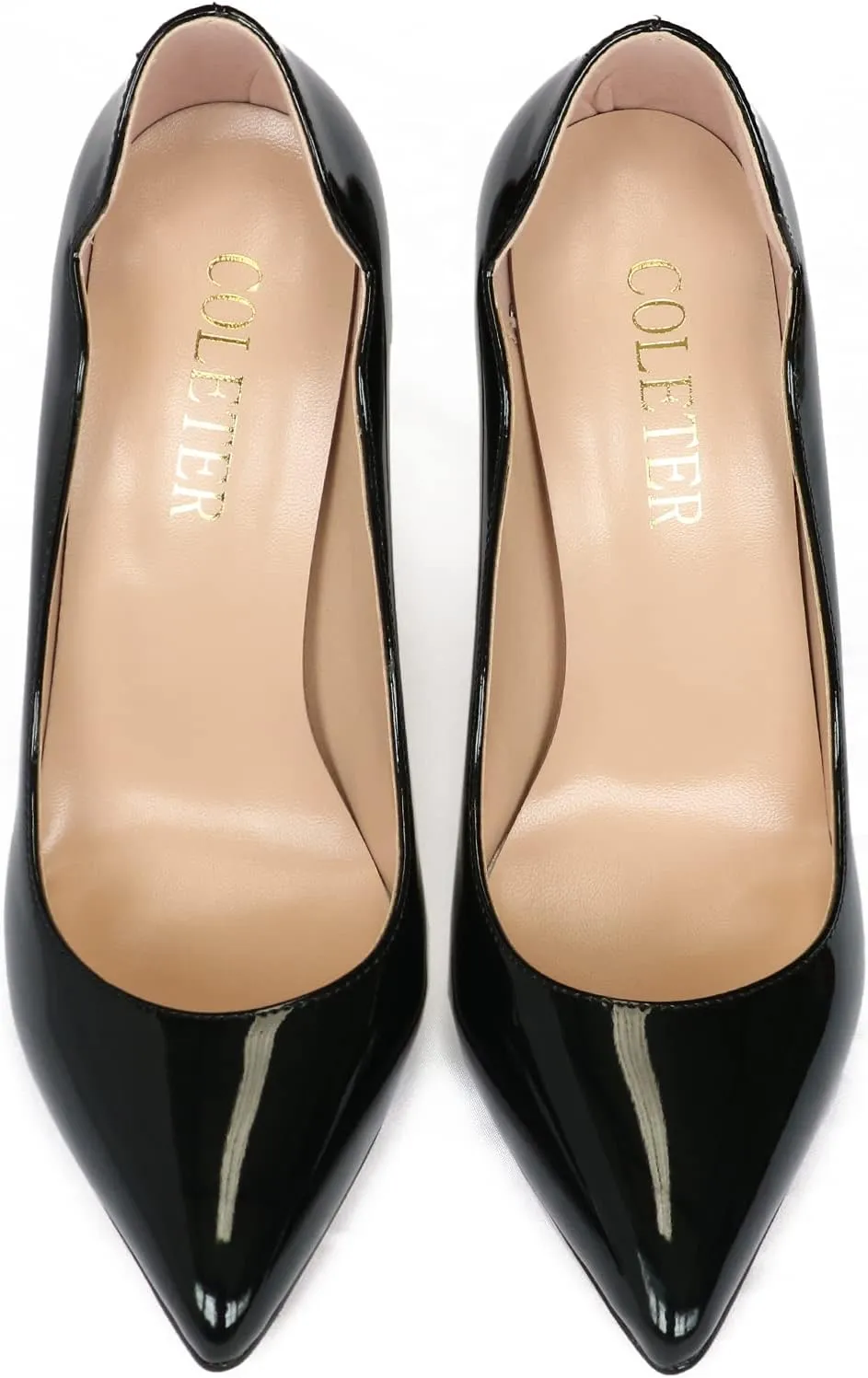 COLETER Women's Sexy Pointed Toe High Heels,4.72 inch/12cm Patent Leather Pumps,Wedding Dress Shoes,Cute Evening Stilettos