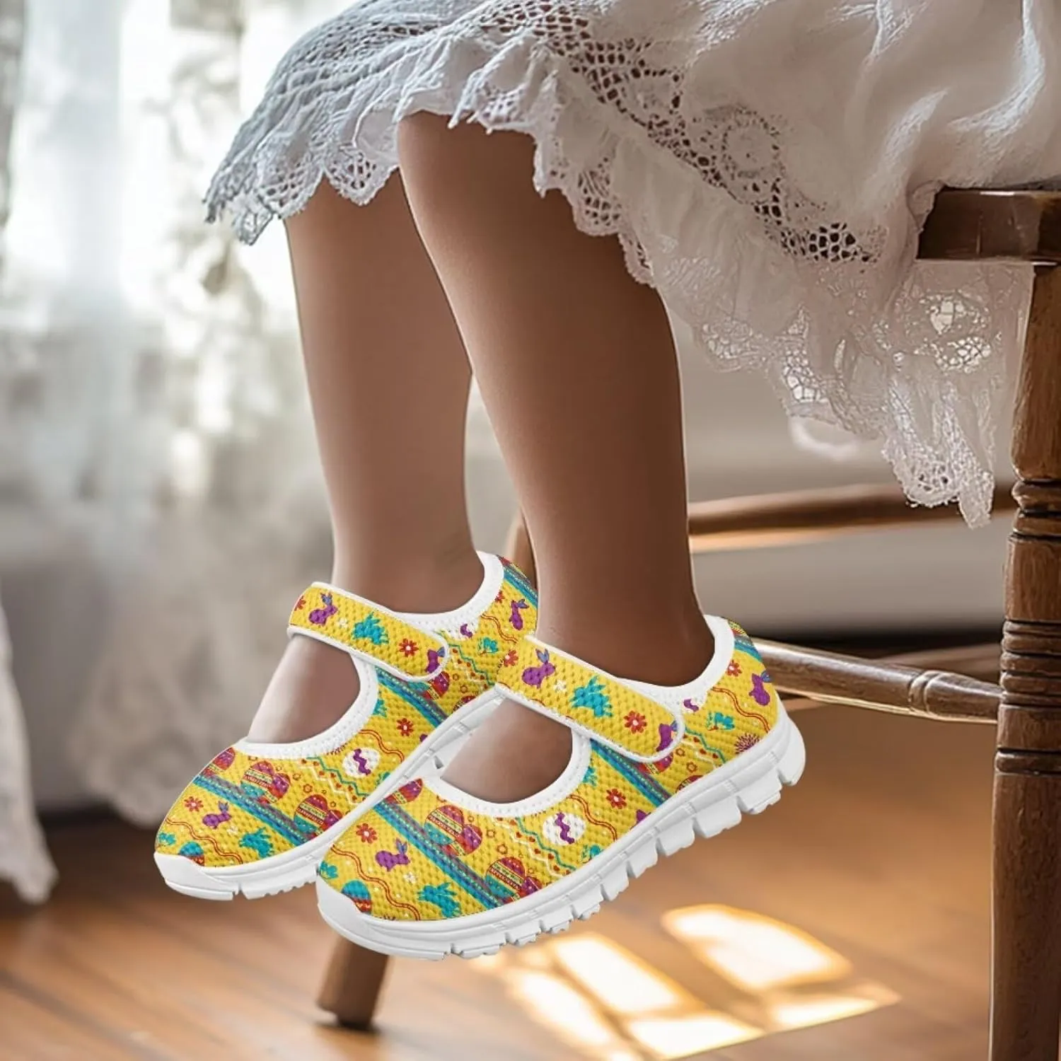 Coloranimal Mary Jane Shoes for Girls Princess Shoes Casual Dance Shoes School Uniform Shoes Easter Theme Mary Jane Flats