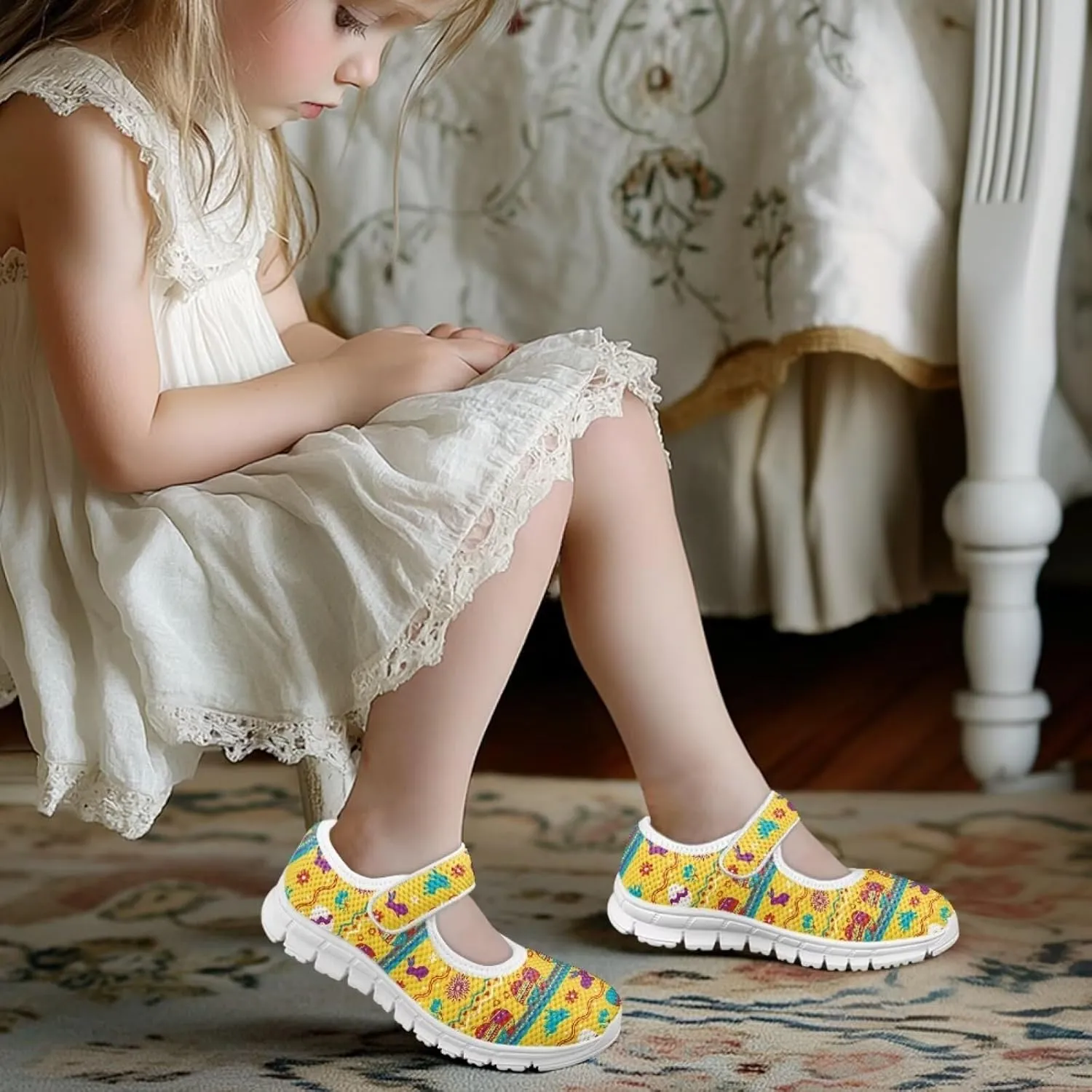 Coloranimal Mary Jane Shoes for Girls Princess Shoes Casual Dance Shoes School Uniform Shoes Easter Theme Mary Jane Flats