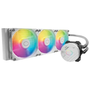 Cooler Master 360L Core White ARGB Close-Loop AIO Liquid Cooler, R9|i9 Gen S Dual Chamber Pump, 120mm PWM, 360mm Radiator, aRGB Lighting, AMD Ryzen AM5|4, Intel LGA 1851|1700 Platform