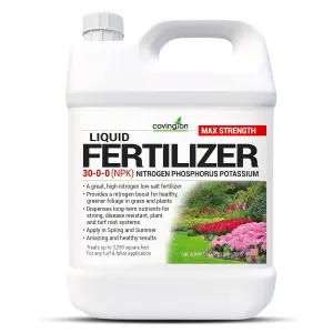 Covington 30-0-0 NPK Liquid Fertilizer (32oz) – High Nitrogen Low Salt Lawn Fertilizer Concentrate – All Purpose Liquid Formula for Lawns, Plants, Vegetable Gardens, for Any Turf & foliar Application