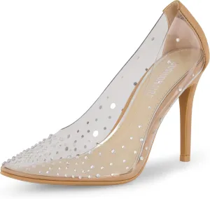 CUSHIONAIRE Women's Glam Clear Rhinestone Dress Pump  Memory Foam