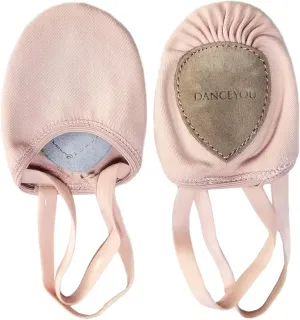 DANCEYOU Stretch Canvas Lyrical Shoes for Girls Womens Half Soles Pirouette Contemporary Turners Dance Shoes