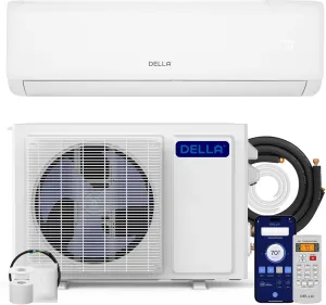DELLA Vita Series 12000 BTU Mini Split AC 21 SEER2 Cools Up to 550 Sq.Ft, Works with Alexa, Wifi Enabled Air Conditioner & Heater with 1 Ton Pre-Charged Heat Pump