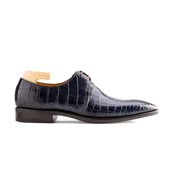 Derby Blucher Blue Italian Leather Shoes