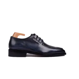 Derby Blucher Blue Leather Shoes