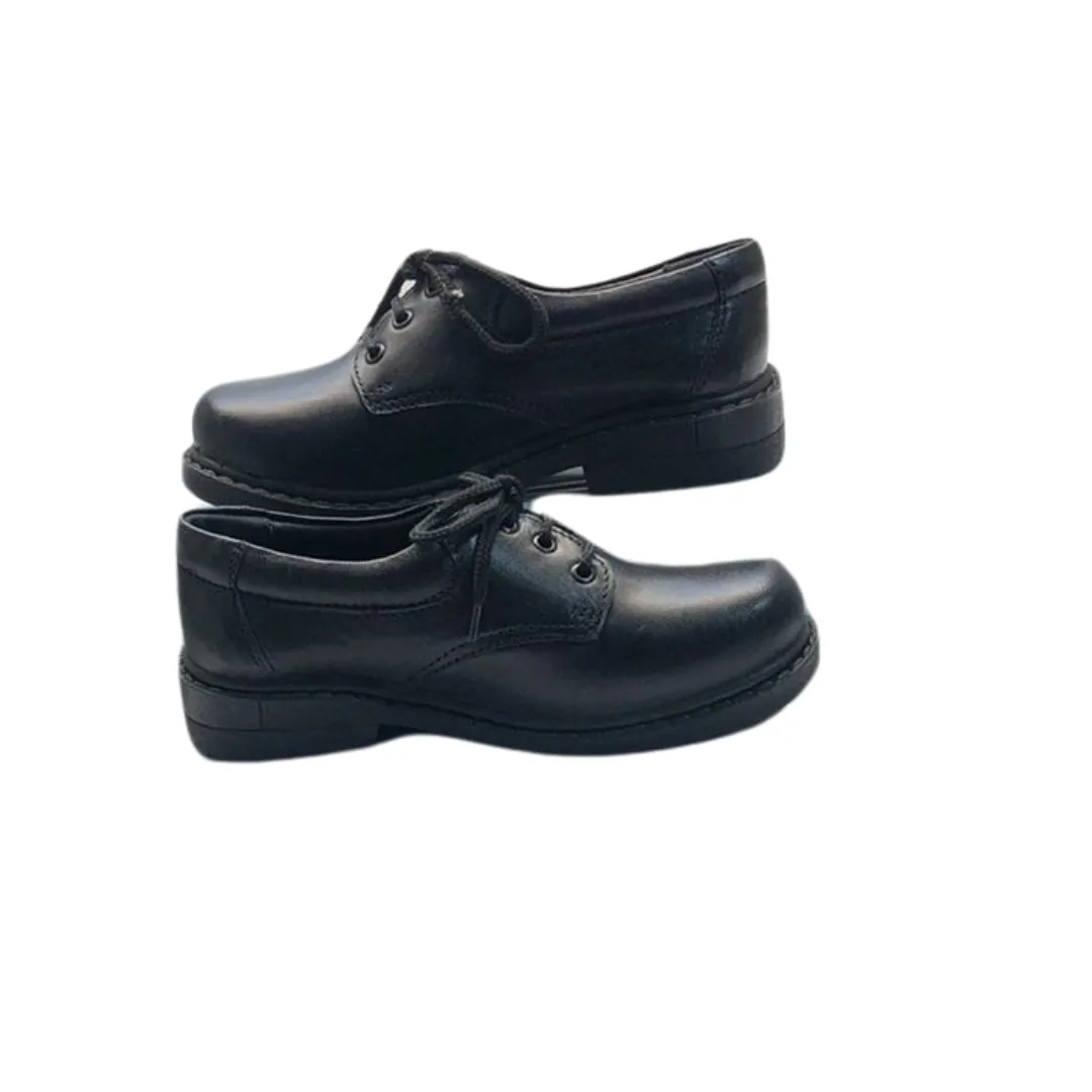 Derby Boys Black Leather School Shoes
