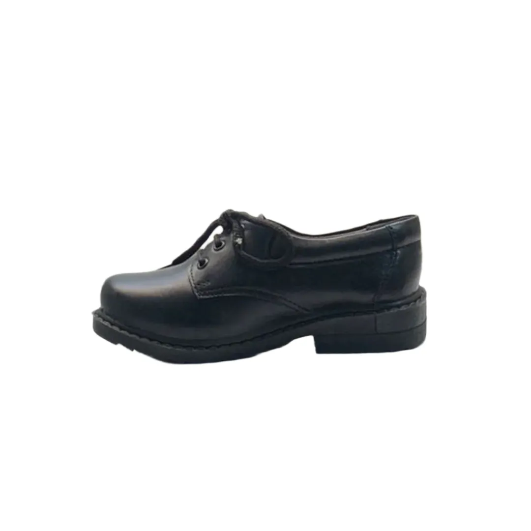 Derby Boys Black Leather School Shoes