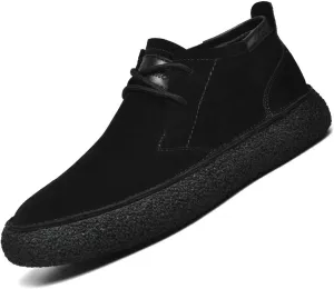 DirraBra Men's Suede Lace Up Desert Chukka Boots Fashion Casual Round Toe Platform Deck Boots Fashion Comfort High-Top Waterproof Hiking Work Boots