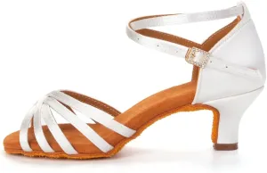 DKZSYIM Women's Satin Latin Dance Shoes Ballroom Salsa Performance Practice Dancing Shoes,Model LP-1213ZS