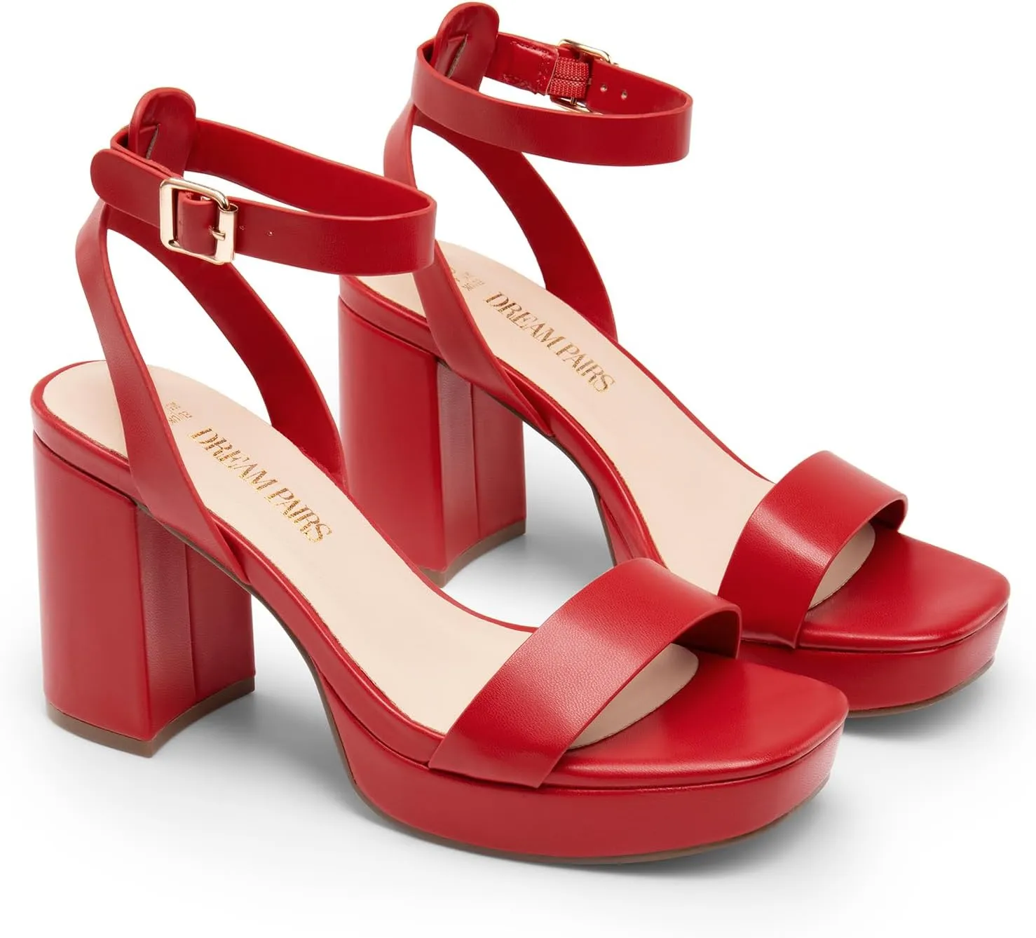 DREAM PAIRS Platform Heels for Women High Block Chunky Open Toe Ankle Strap Heels Fashion Wedding Party Evening Prom Dance Dress Pump Sandals Shoes