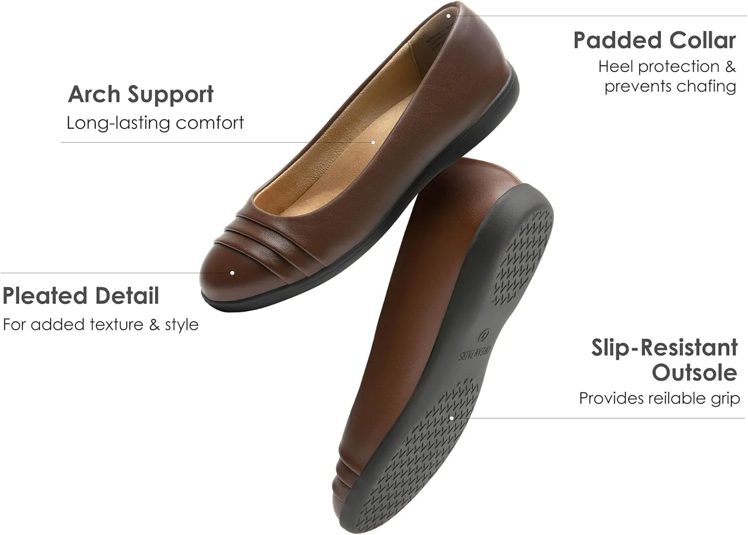 DREAM PAIRS Womens Comfortable Ballet Flats, Business Office Dress Shoes, Dressy Round Toe Slip On Work Flats