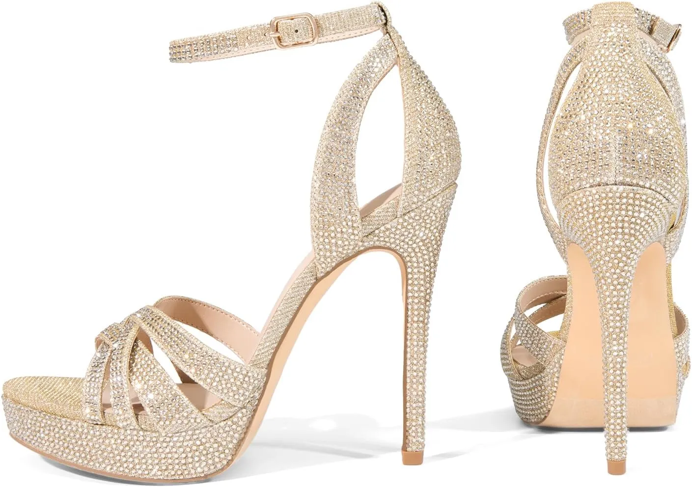 DREAM PAIRS Women's Platform Stiletto Heels Open Toe Ankle Strappy High Heels Fashion Wedding Dressy Pump Sandals Shoes