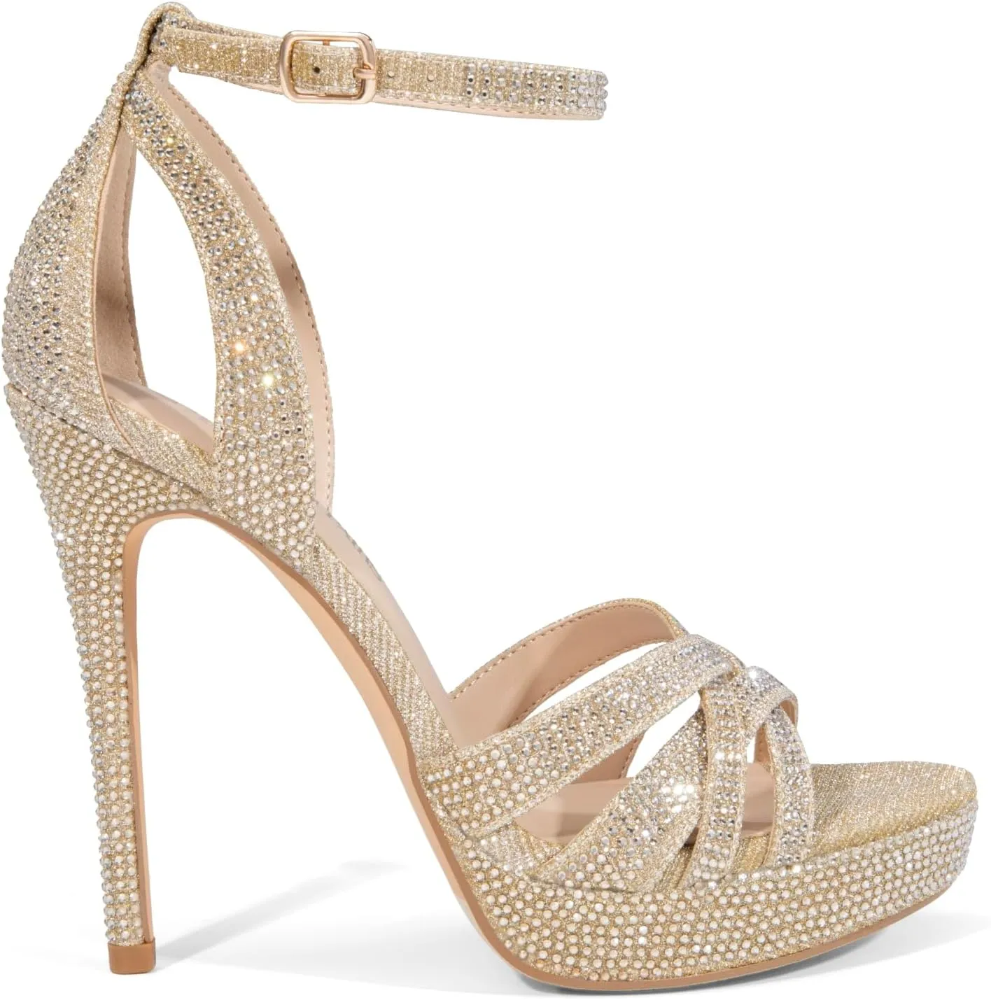 DREAM PAIRS Women's Platform Stiletto Heels Open Toe Ankle Strappy High Heels Fashion Wedding Dressy Pump Sandals Shoes