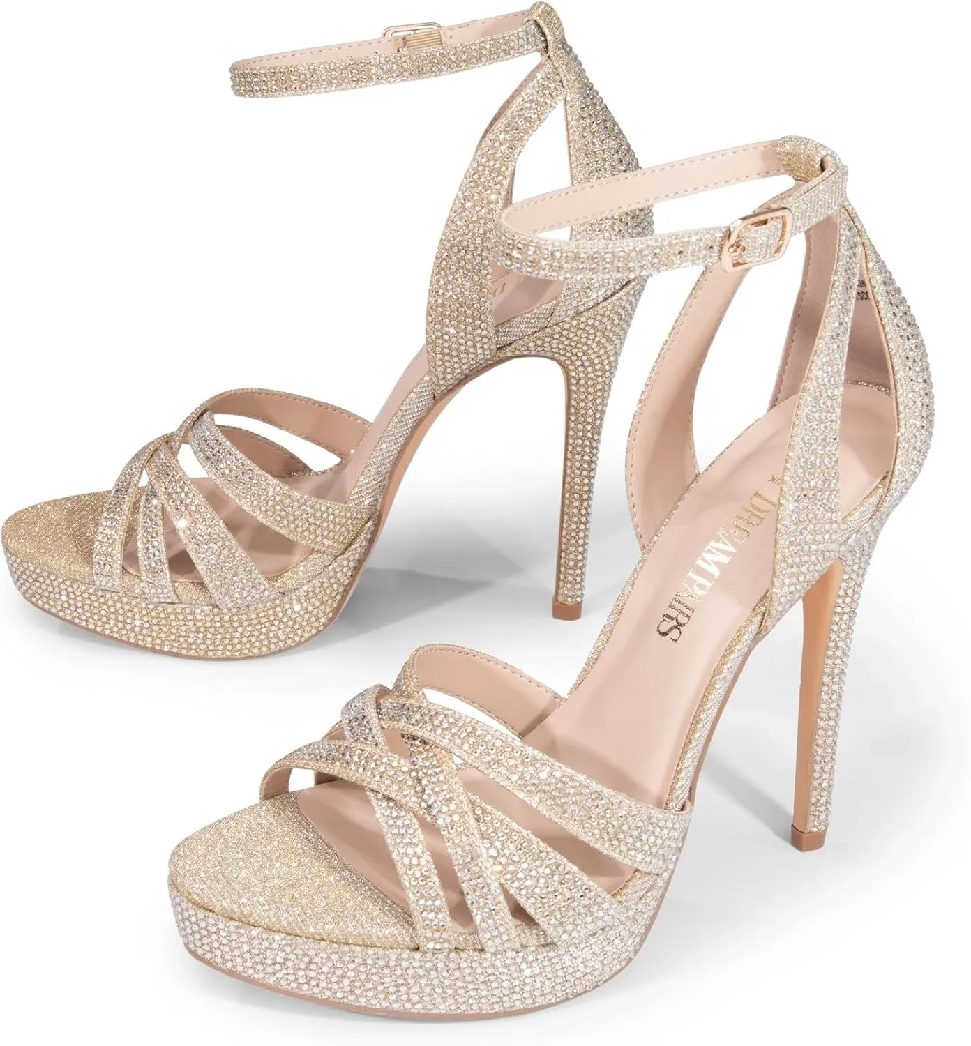 DREAM PAIRS Women's Platform Stiletto Heels Open Toe Ankle Strappy High Heels Fashion Wedding Dressy Pump Sandals Shoes