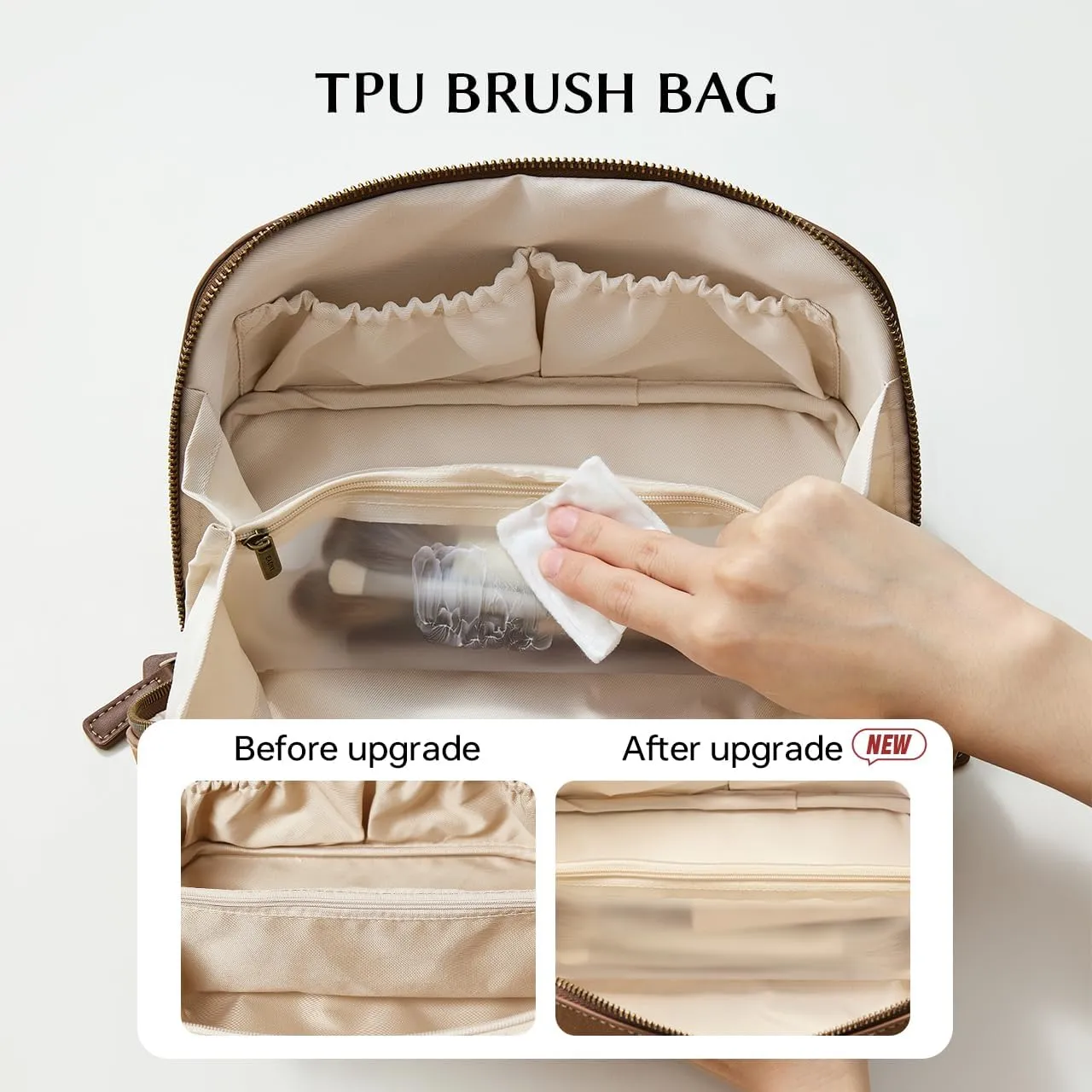 EACHY Makeup Bag, Large Capacity Cosmetic Bags for Women, Portable 180° Wide-Open Flat Toiletry Bag Travel Makeup Bag with Divider and Handle
