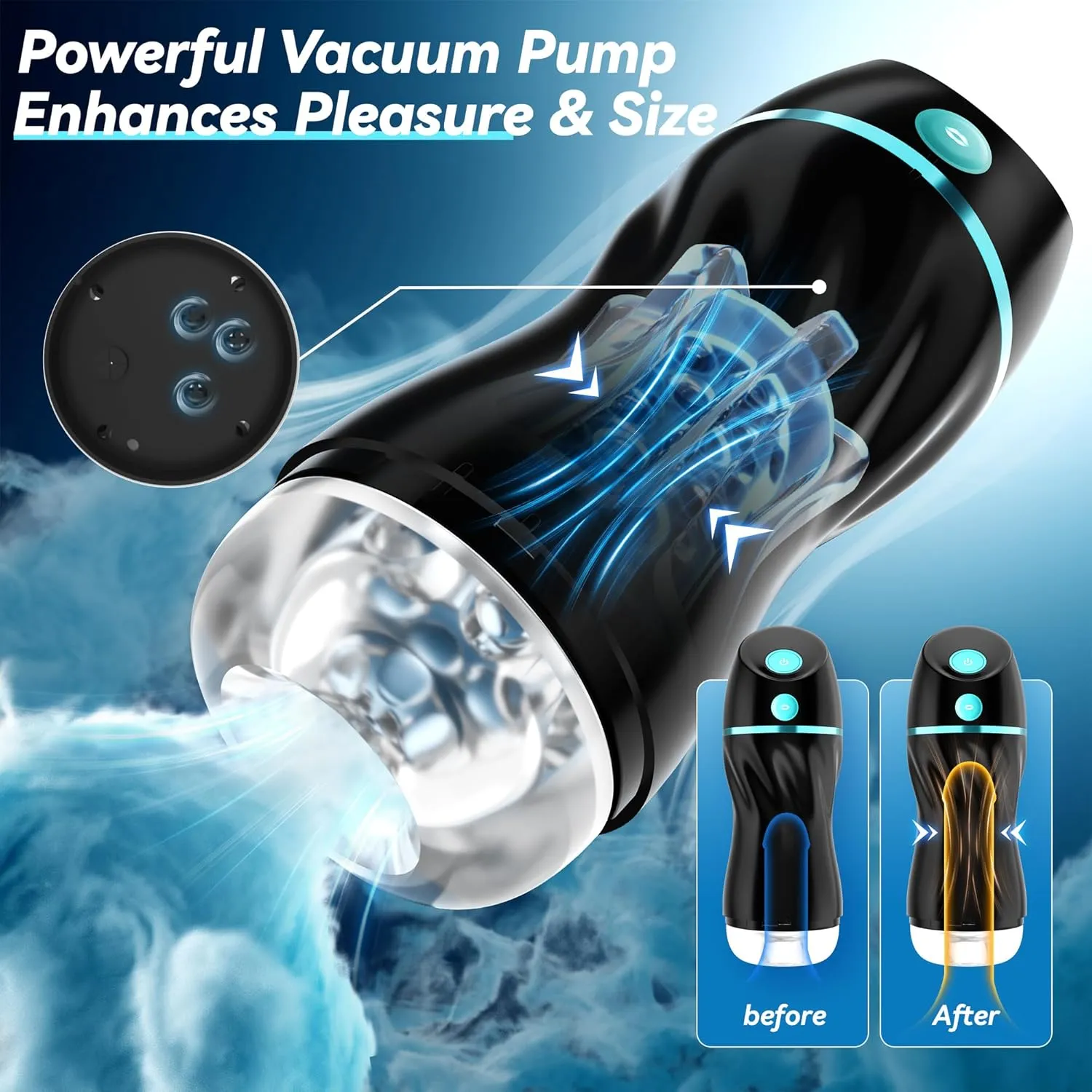 EINSEO Automatic Sucking Male Masturbators - Upgraded 7 Vibration & Suction Hands Free Pocket Pussy Male Stroker with 3D Realistic Textured, Blowjob Toy Mens Adult Male Sex Toys for Men Sex Machine