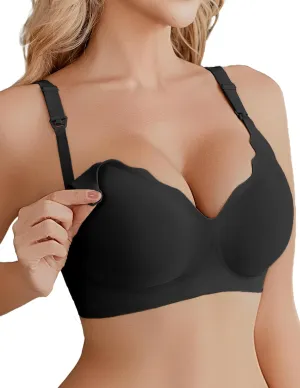 Ekouaer Nursing Bra Wavy Breastfeeding Bras for Women Seamless Maternity Support Wireless Pregnancy Sleep Bralette