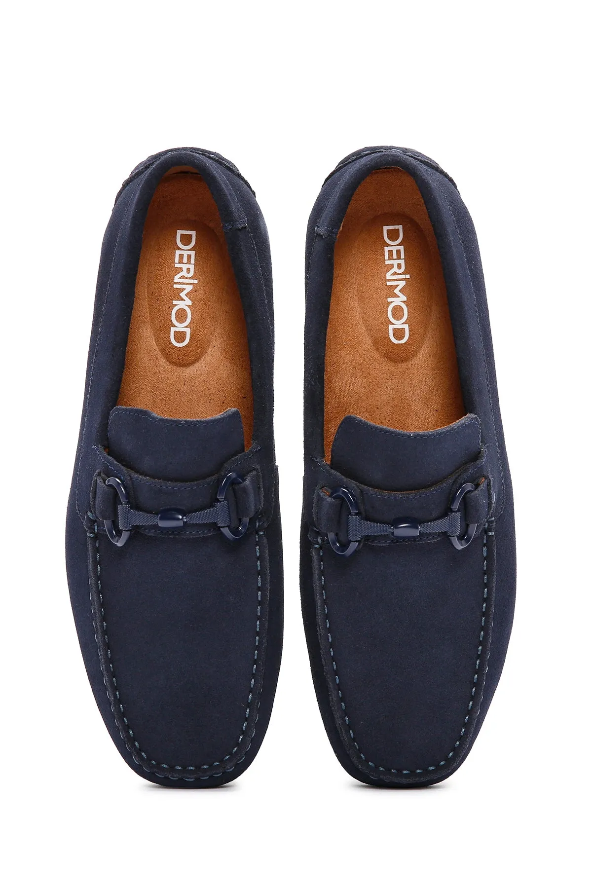 Erkek Lacivert Süet Deri Casual Loafer