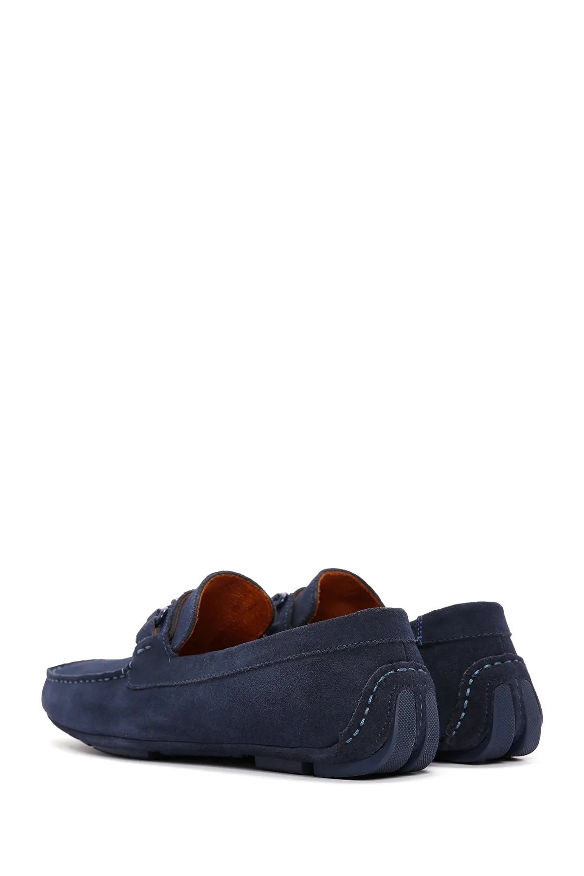 Erkek Lacivert Süet Deri Casual Loafer