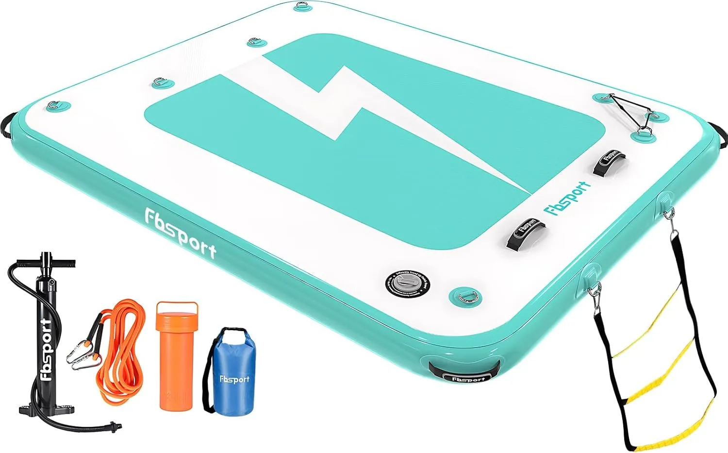 FBSPORT Inflatable Floating Dock, 10ft 8ft 6ft Inflatable Air Dock Platform for Lake Floating Island Raft with Non-Slip Surface, Inflatable Water Floating Dock Mat for Pool Beach Ocean