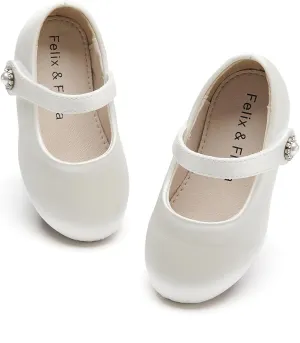Felix & Flora Girls Toddler Little Ballet Shoes - Flower Girls Mary Jane Flats Dress Shoes Party Wedding