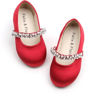 Felix & Flora Girls Toddler Little Ballet Shoes - Flower Girls Mary Jane Flats Dress Shoes Party Wedding
