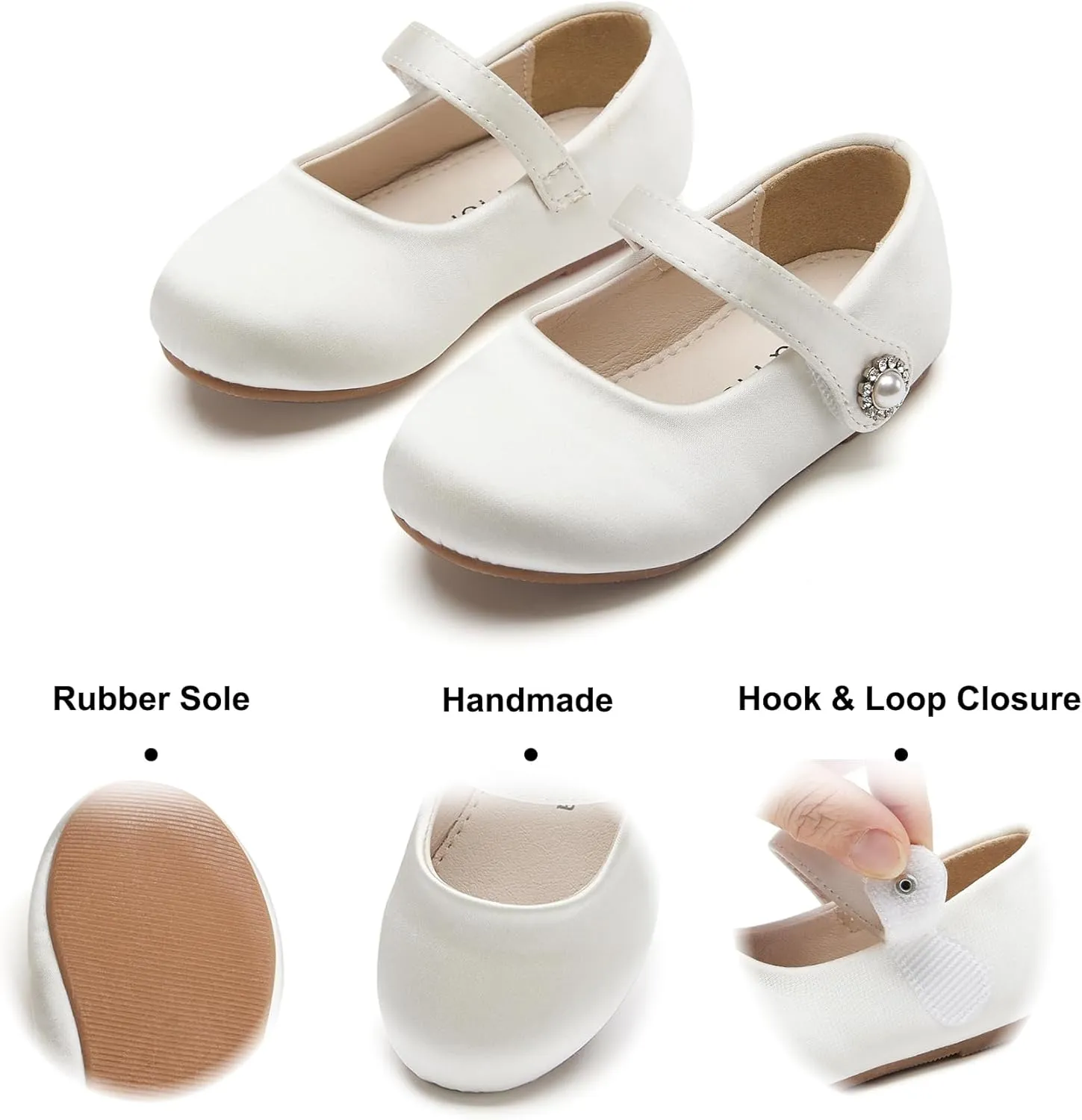Felix & Flora Girls Toddler Little Ballet Shoes - Flower Girls Mary Jane Flats Dress Shoes Party Wedding