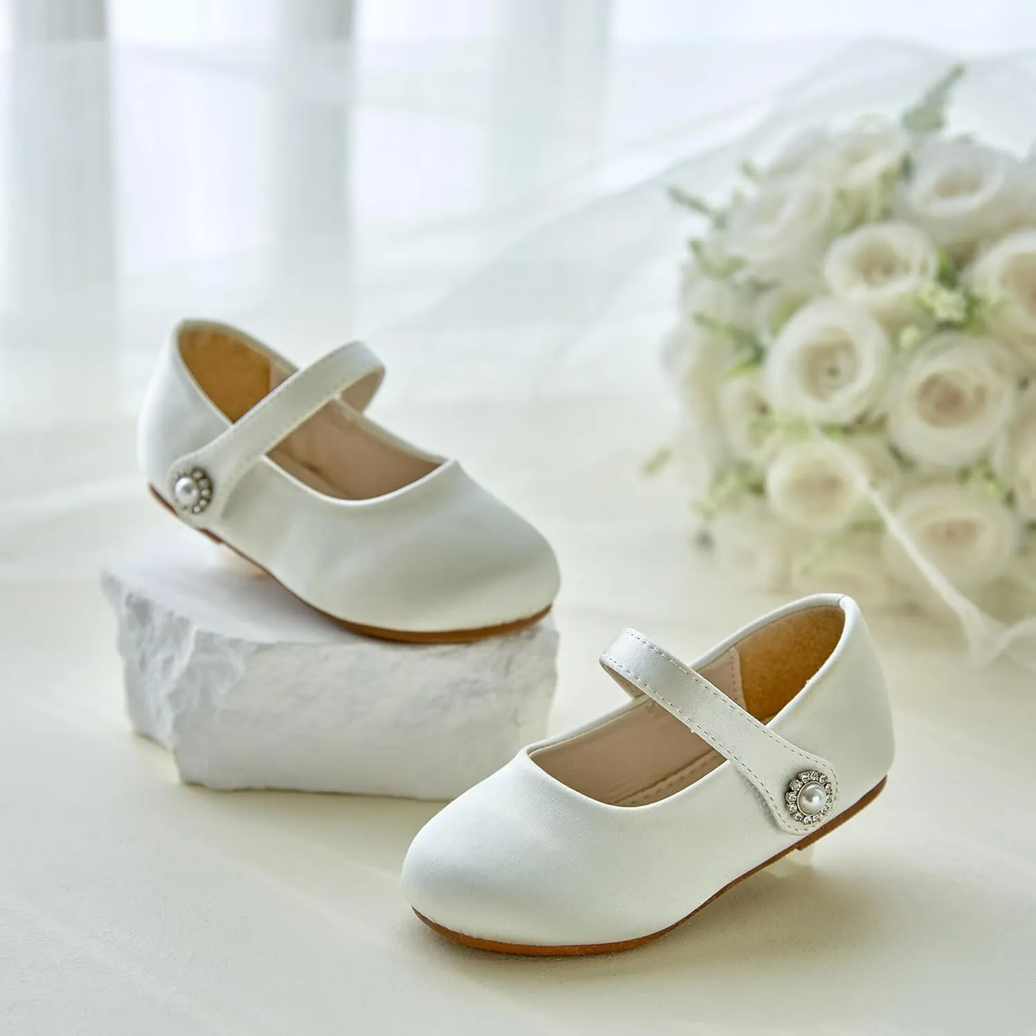 Felix & Flora Girls Toddler Little Ballet Shoes - Flower Girls Mary Jane Flats Dress Shoes Party Wedding