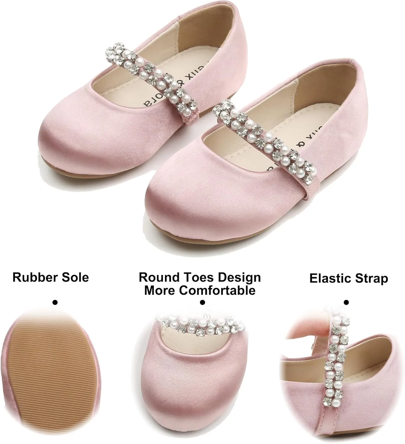 Felix & Flora Girls Toddler Little Ballet Shoes - Flower Girls Mary Jane Flats Dress Shoes Party Wedding