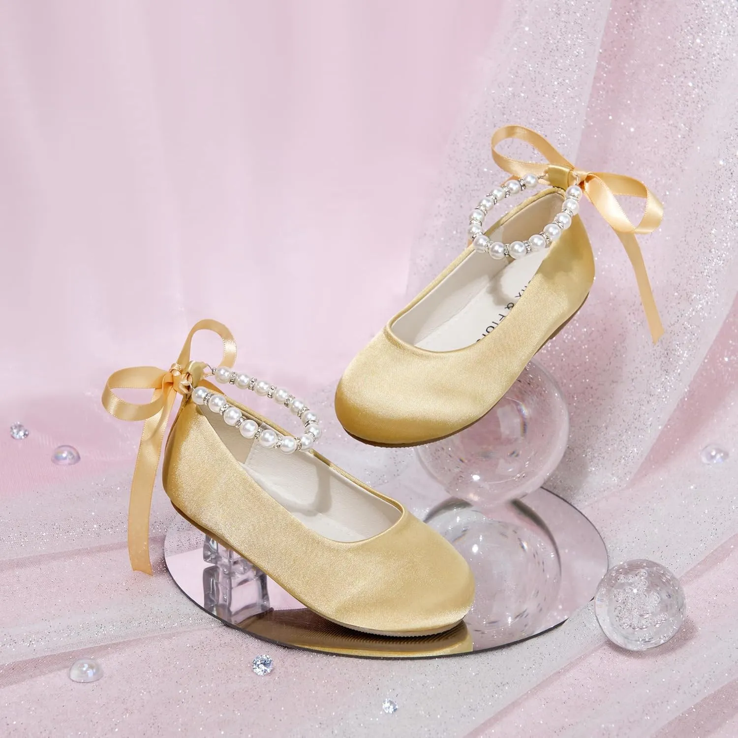 Felix & Flora Girls Toddler Little Ballet Shoes - Flower Girls Mary Jane Flats Dress Shoes Party Wedding