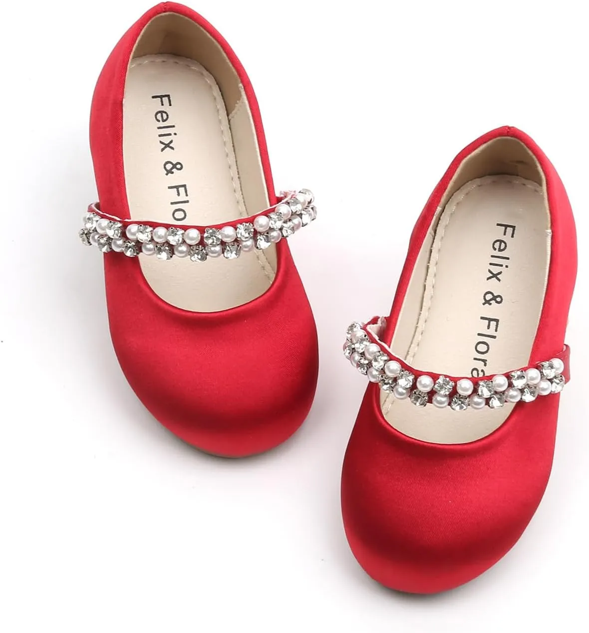 Felix & Flora Girls Toddler Little Ballet Shoes - Flower Girls Mary Jane Flats Dress Shoes Party Wedding