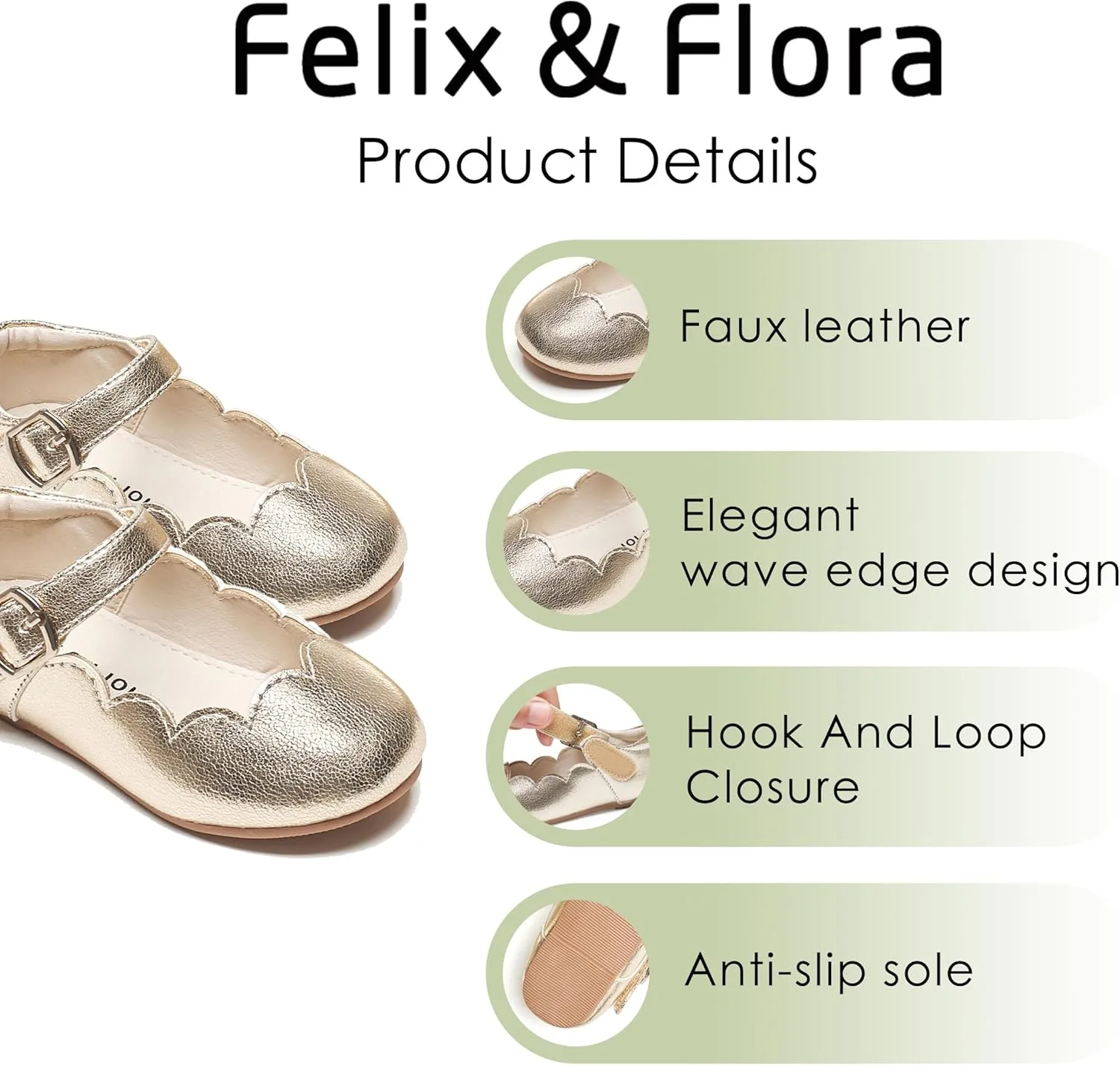 Felix & Flora Toddler Flower Girl Dress Shoes - Girl Ballet Flats Party School Shoes Wedding
