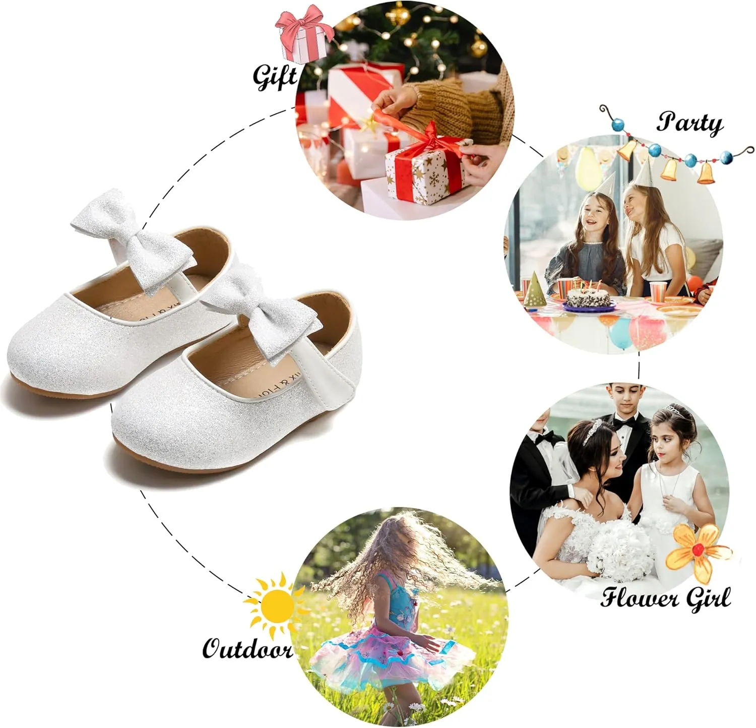 Felix & Flora Toddler Flower Girl Dress Shoes - Girl Ballet Flats Party School Shoes Wedding