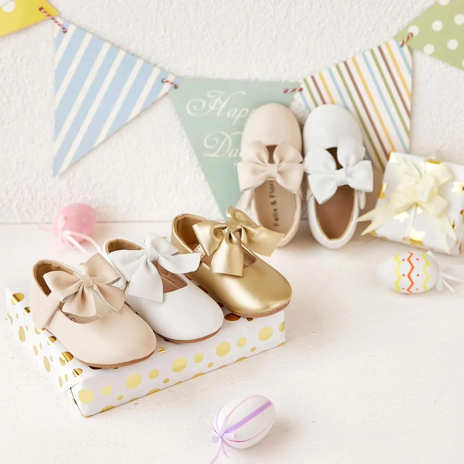 Felix & Flora Toddler Flower Girl Dress Shoes - Girl Ballet Flats Party School Shoes Wedding
