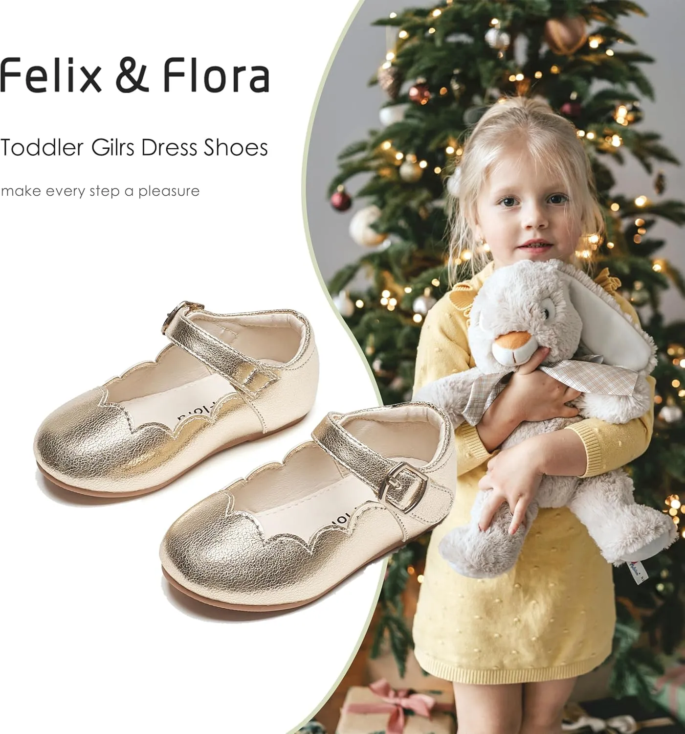 Felix & Flora Toddler Flower Girl Dress Shoes - Girl Ballet Flats Party School Shoes Wedding