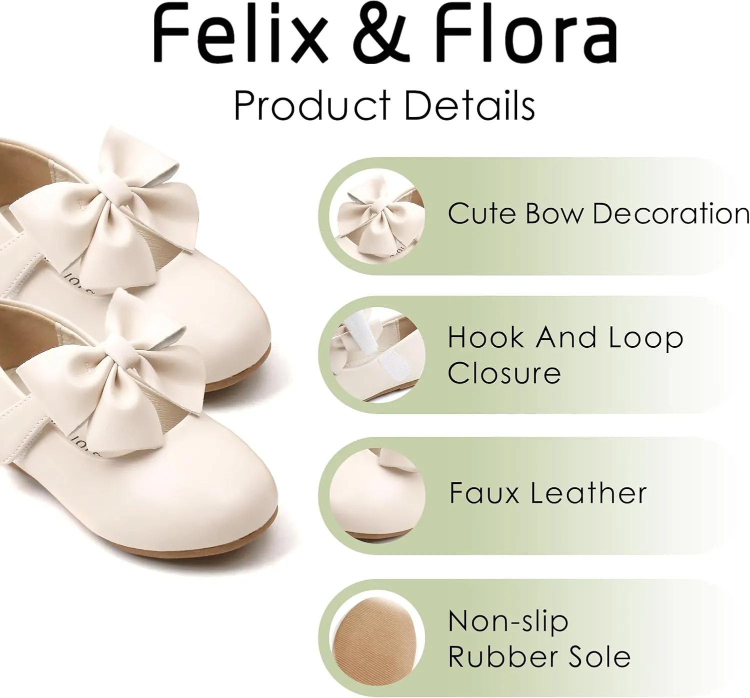 Felix & Flora Toddler Flower Girl Dress Shoes - Girl Ballet Flats Party School Shoes Wedding