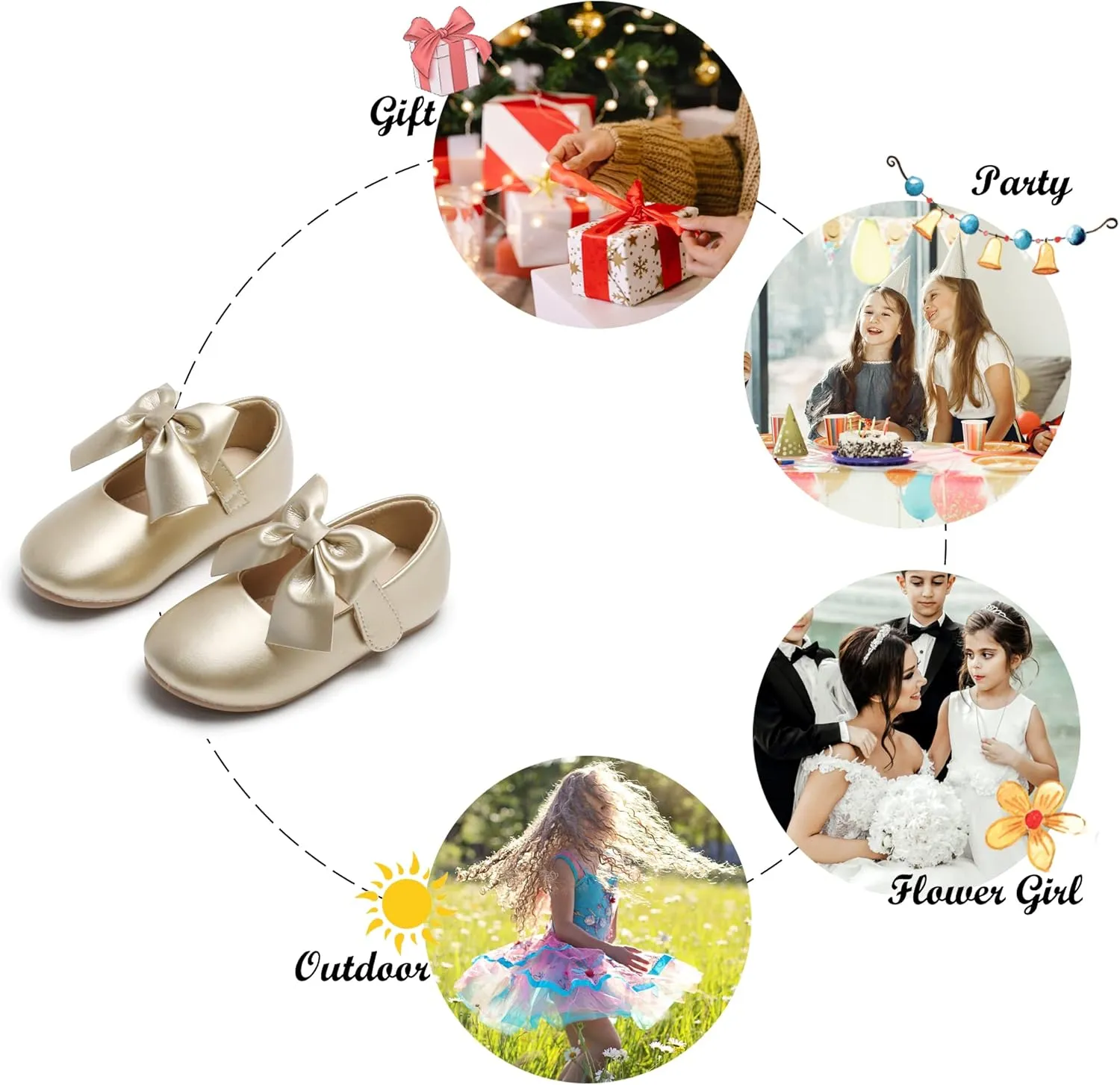 Felix & Flora Toddler Flower Girl Dress Shoes - Girl Ballet Flats Party School Shoes Wedding