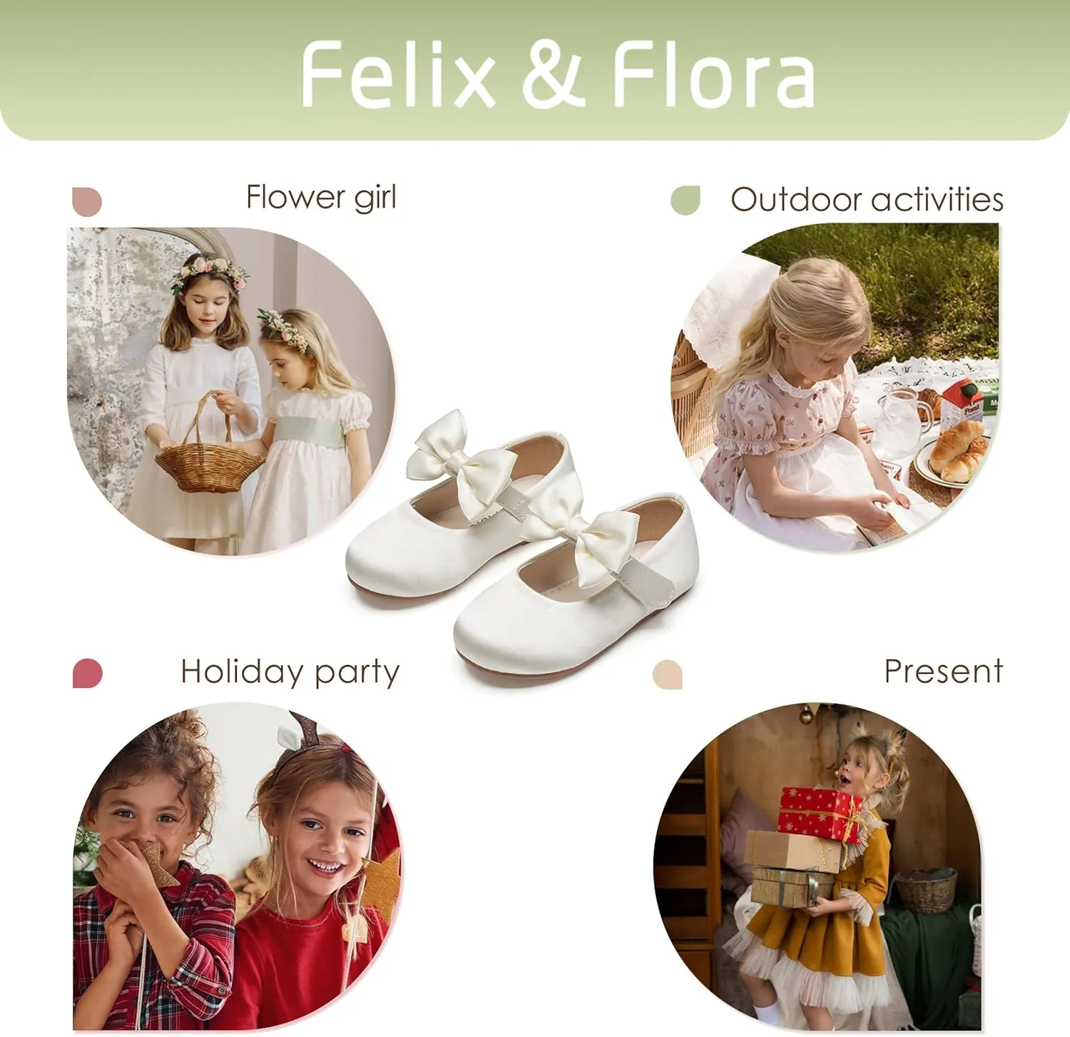 Felix & Flora Toddler Girl Dress Shoes - Flower Girl Ballet Flats School Wedding Party
