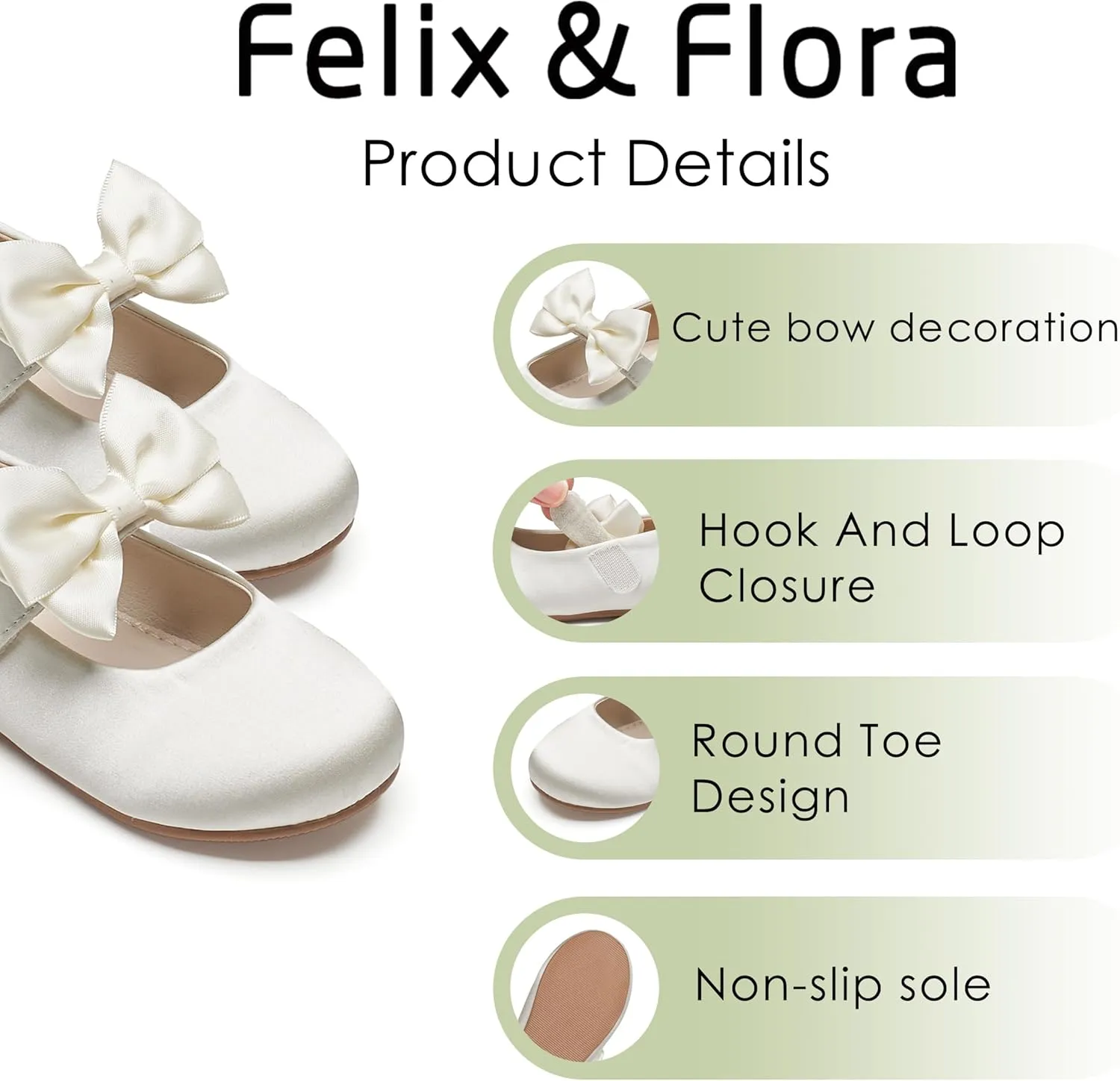 Felix & Flora Toddler Girl Dress Shoes - Flower Girl Ballet Flats School Wedding Party