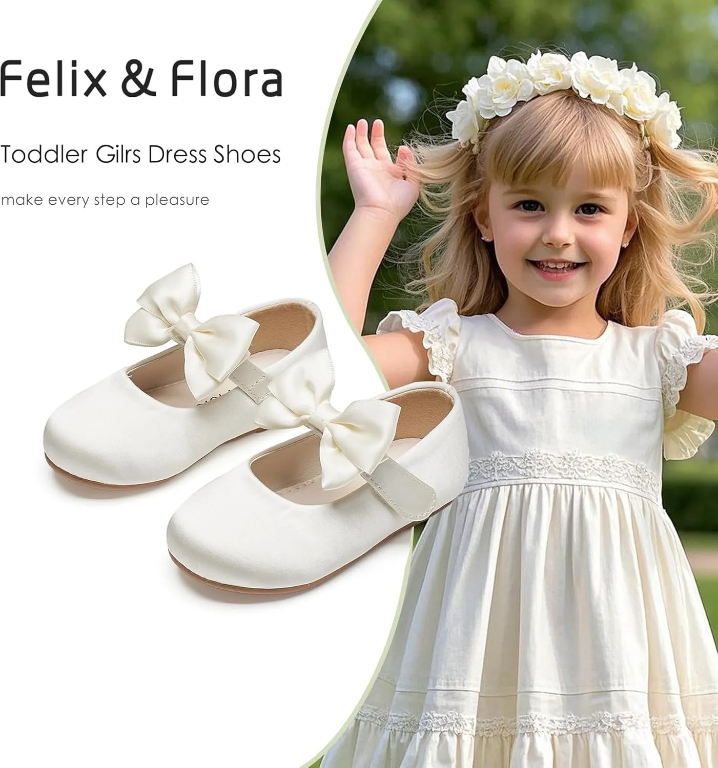 Felix & Flora Toddler Girl Dress Shoes - Flower Girl Ballet Flats School Wedding Party