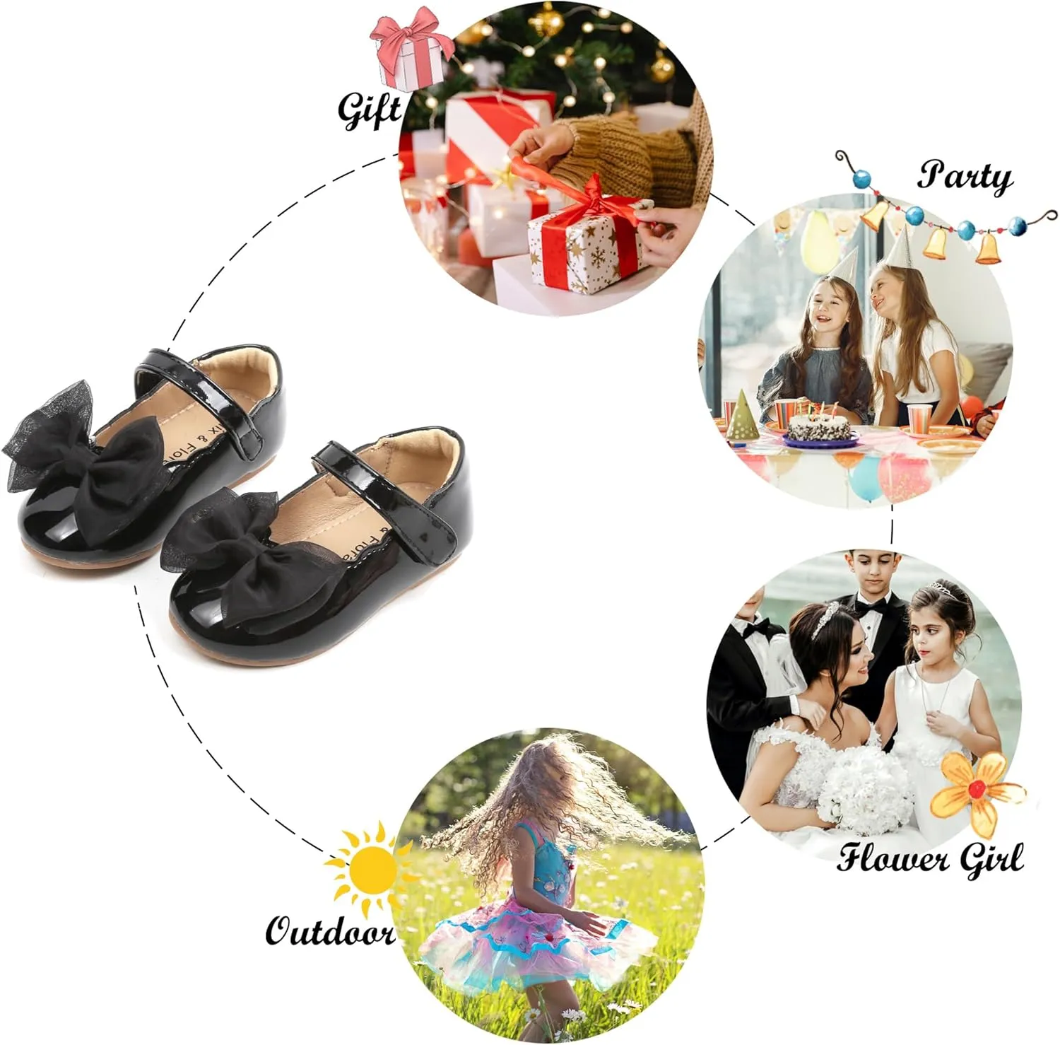 Felix & Flora Toddler Girls Dress Shoes - Little Girl Ballet Mary Jane Flats Party School Wedding