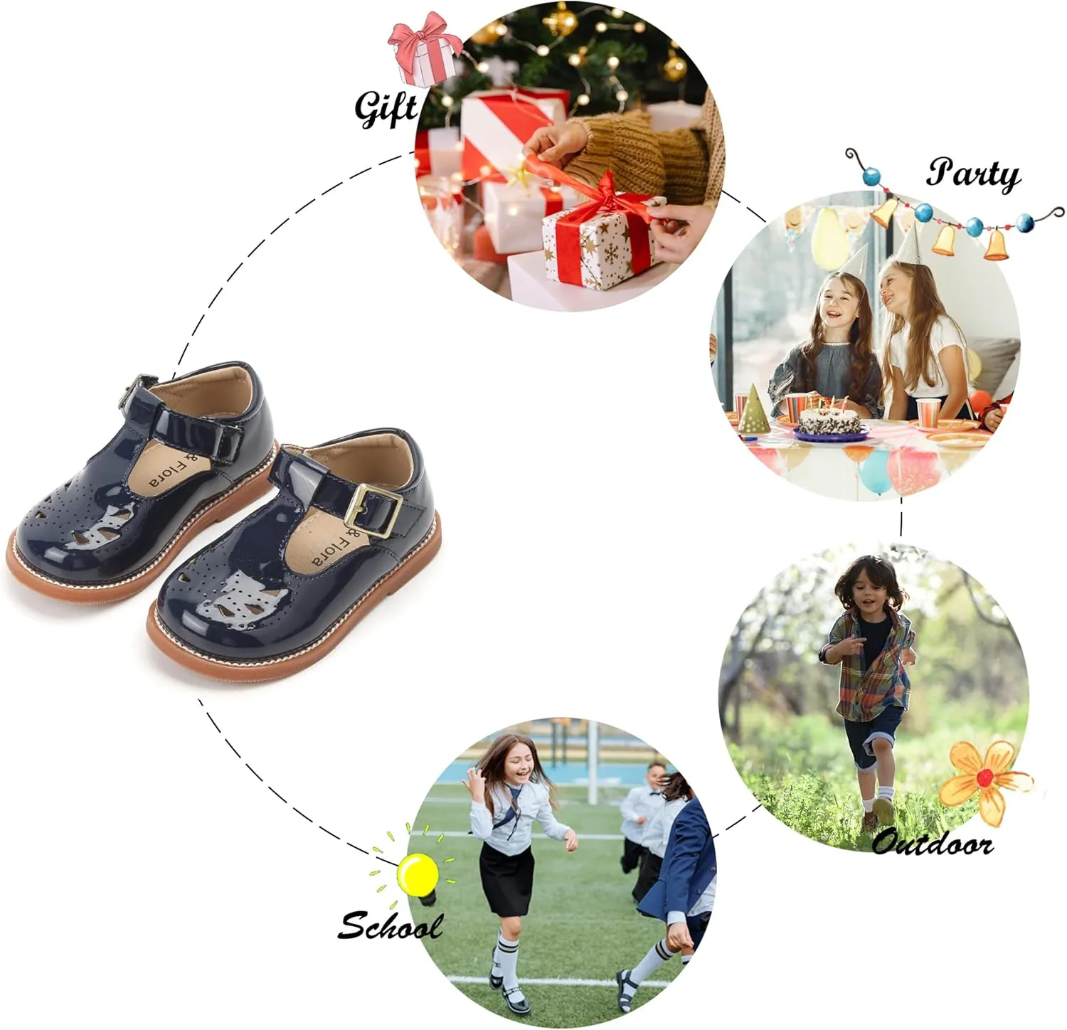 Felix & Flora Toddler Little Girl Mary Jane Dress Shoes - Ballet Flats for Easter Flower Girl Party School Shoes.