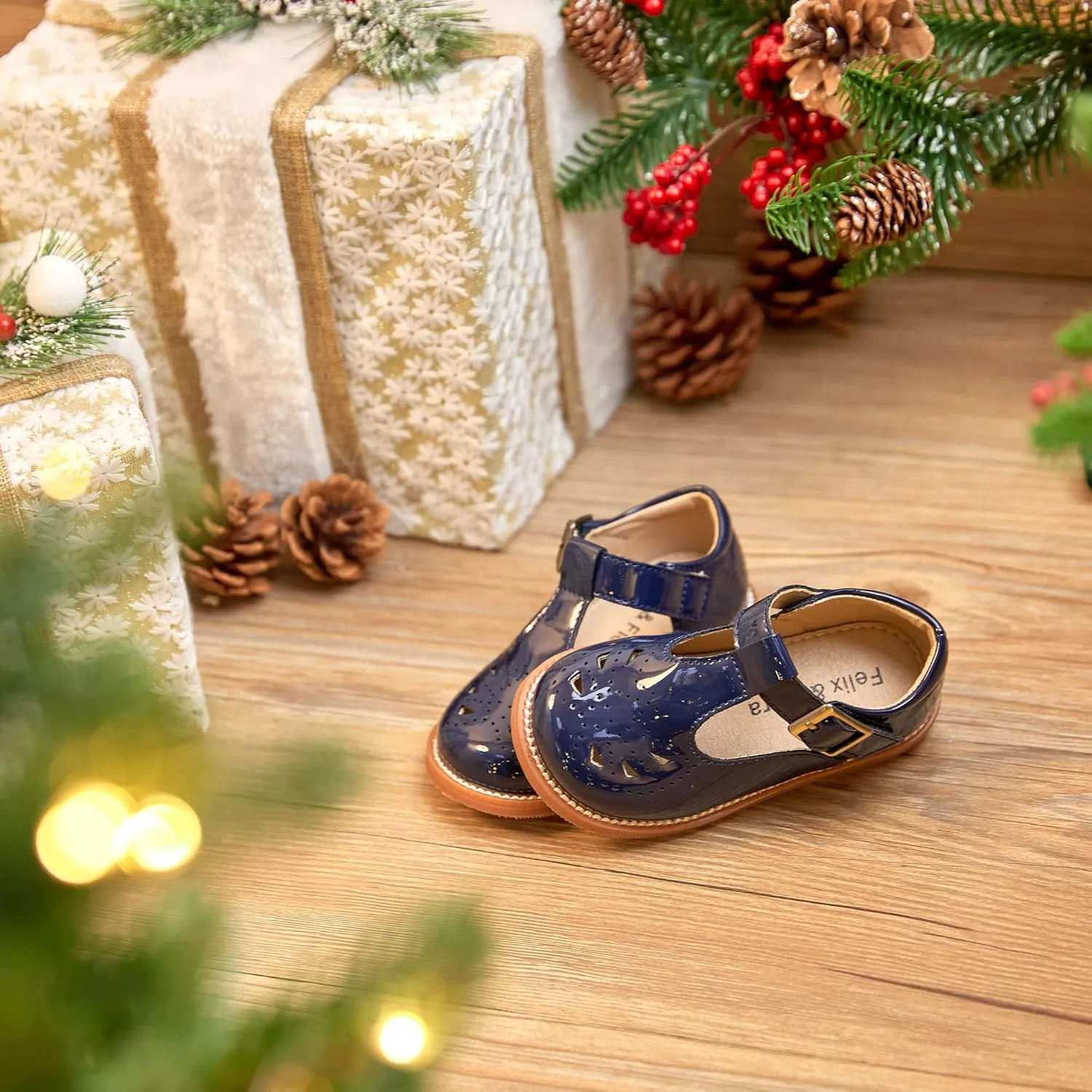 Felix & Flora Toddler Little Girl Mary Jane Dress Shoes - Ballet Flats for Easter Flower Girl Party School Shoes.