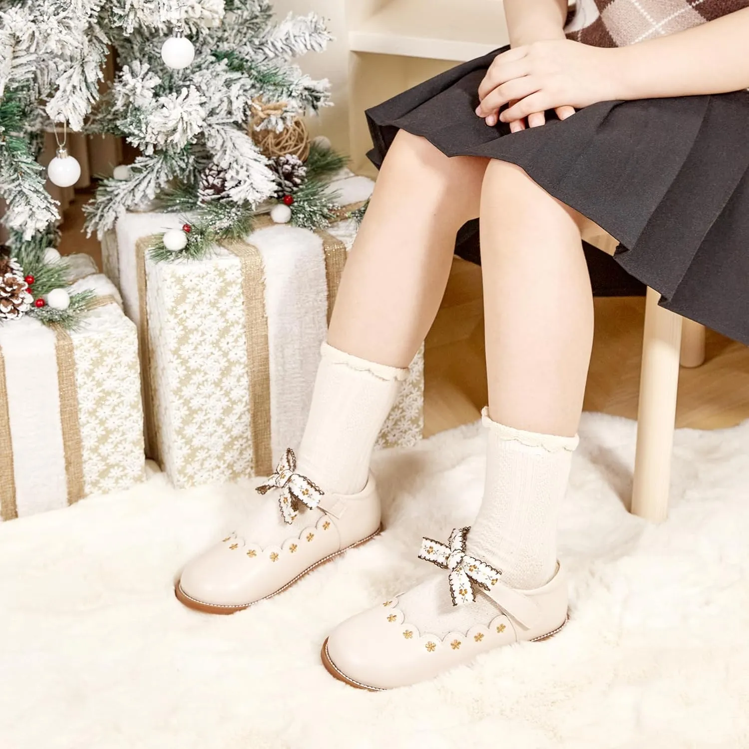 Felix & Flora Toddler Little Girl Mary Jane Dress Shoes - Ballet Flats for Girl Party School Shoes
